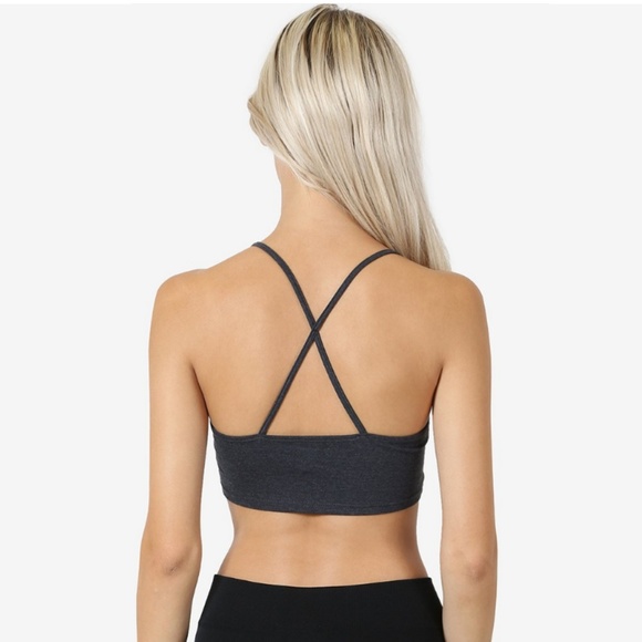 Black Cross Back Cotton Bralette - Picture 5 of 6